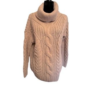 M&M Cable Knit Turtleneck Sweater in Dusty Rose/Pink